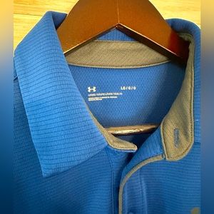 Under Armour Polo Golf Shirt - Royal Blue w Gray Trim - Medium